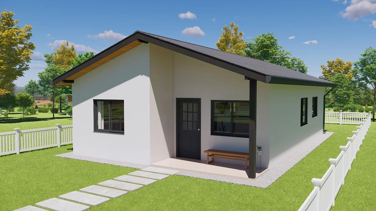 Plano De Casa Sencilla De 2 Dormitorios H1
