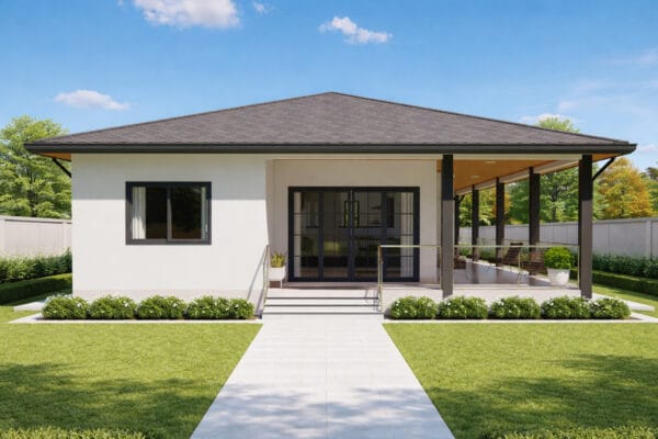 2 Bedroom House Plan - Simple House with Porch - H4