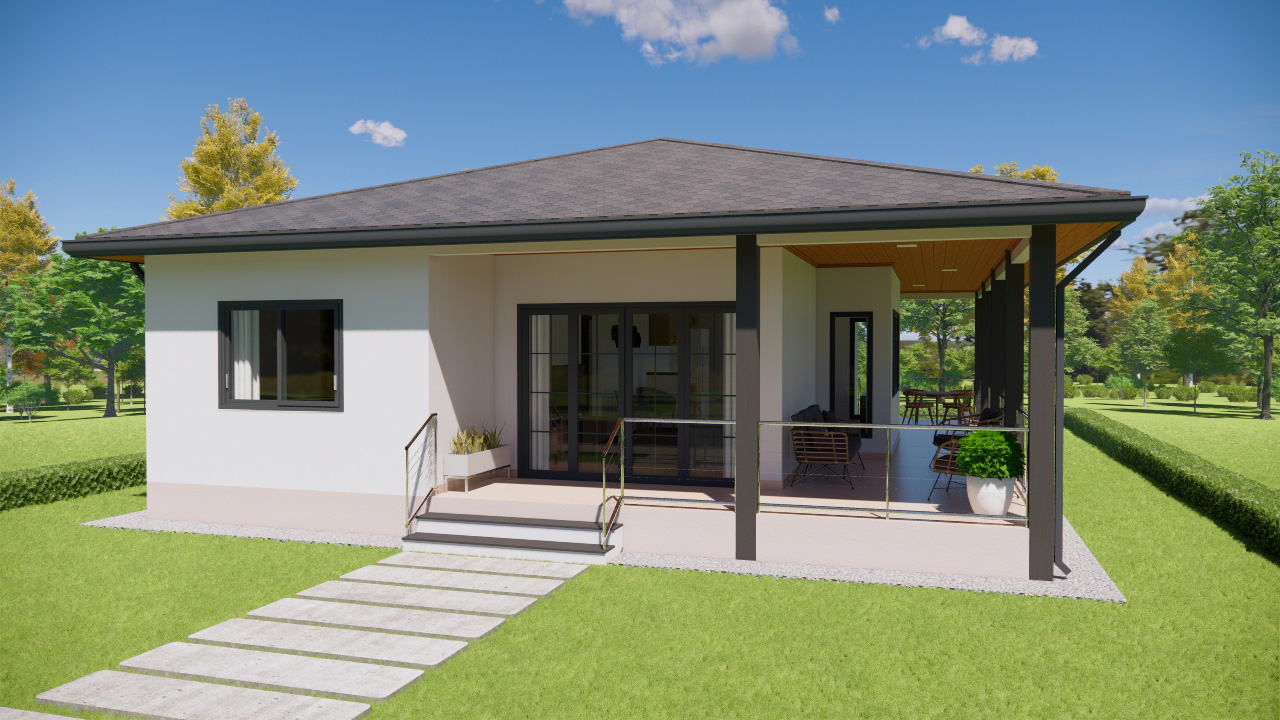 2 Bedroom House Plan Simple House With Porch H4