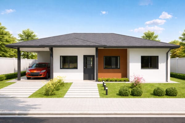 3 Bedroom House Plan with Swimming Pool - H7