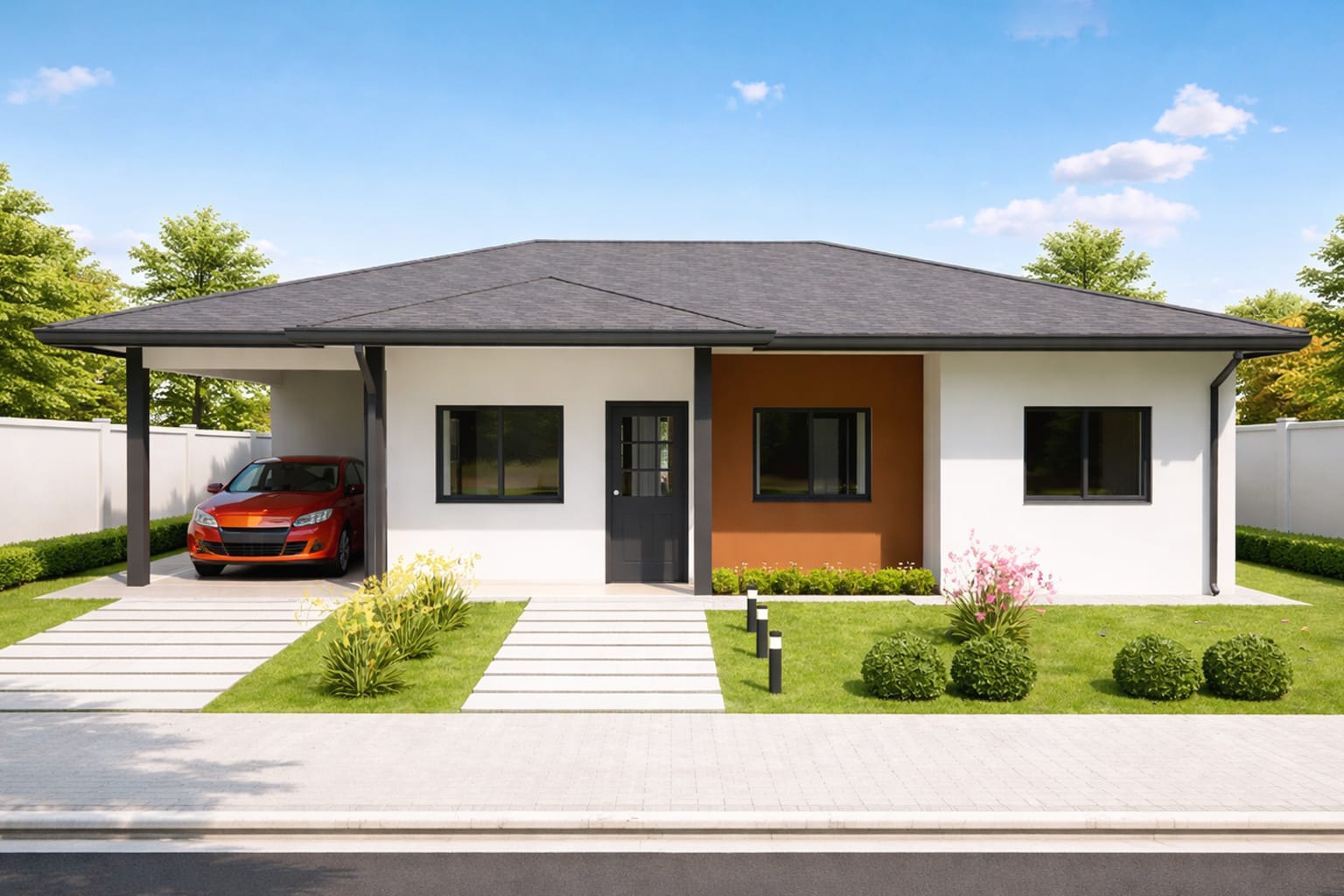 Plano de Casa con Piscina y 3 Dormitorios – H7